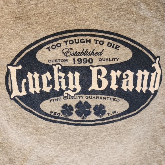 Lucky Brand Heathered Gray Crew Neck T-shirt Men's Size L "Too Tough to Die" - Picture 3 of 10